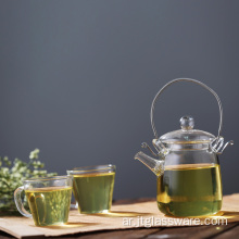 إبريق شاي زجاجي مغربي بورق القهوة والشاي